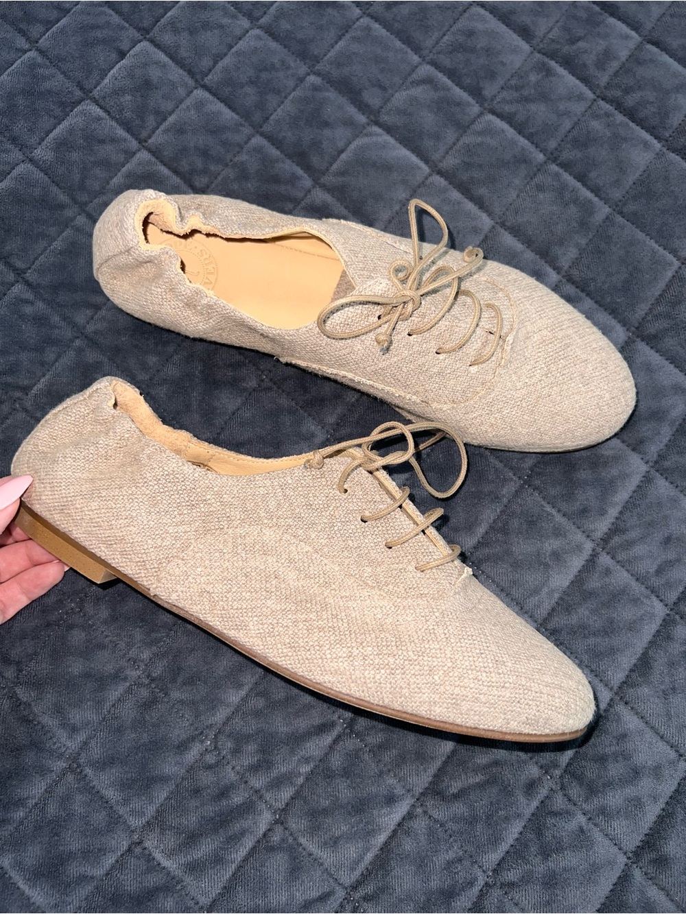 Penelope Chilvers Canvas Oxford Shoes Women’s Size 9 40 Spain Beige Tan Lace Up